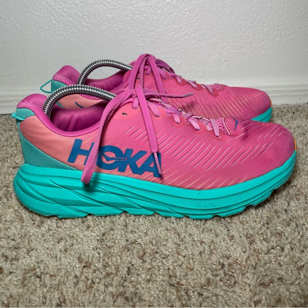 Hoka One One Rincon 3 Womens Phlox Pink Atlantis / Turquoise Sz 10.5B *SEE PICS* - Picture 2 of 9